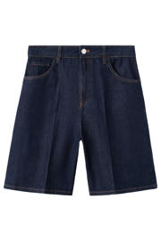 thumbnail: Mango high waist straight leg denim bermuda short - donkerblauw