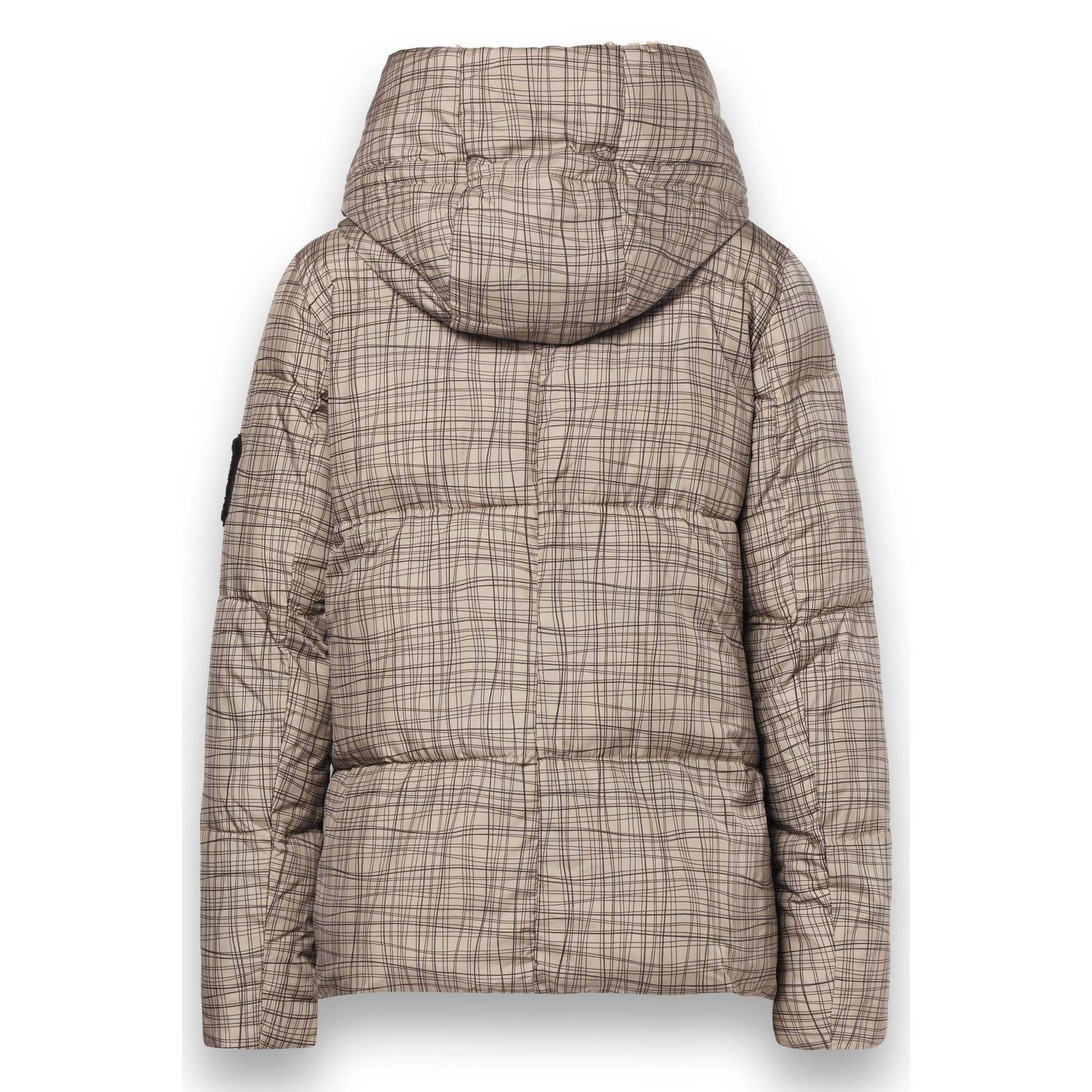 District pufferjas met print beige