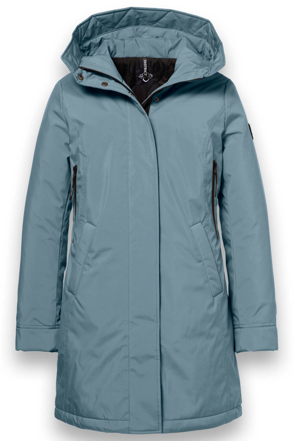Blauwe dames District van polyester met effen, lange mouwen en capuchon