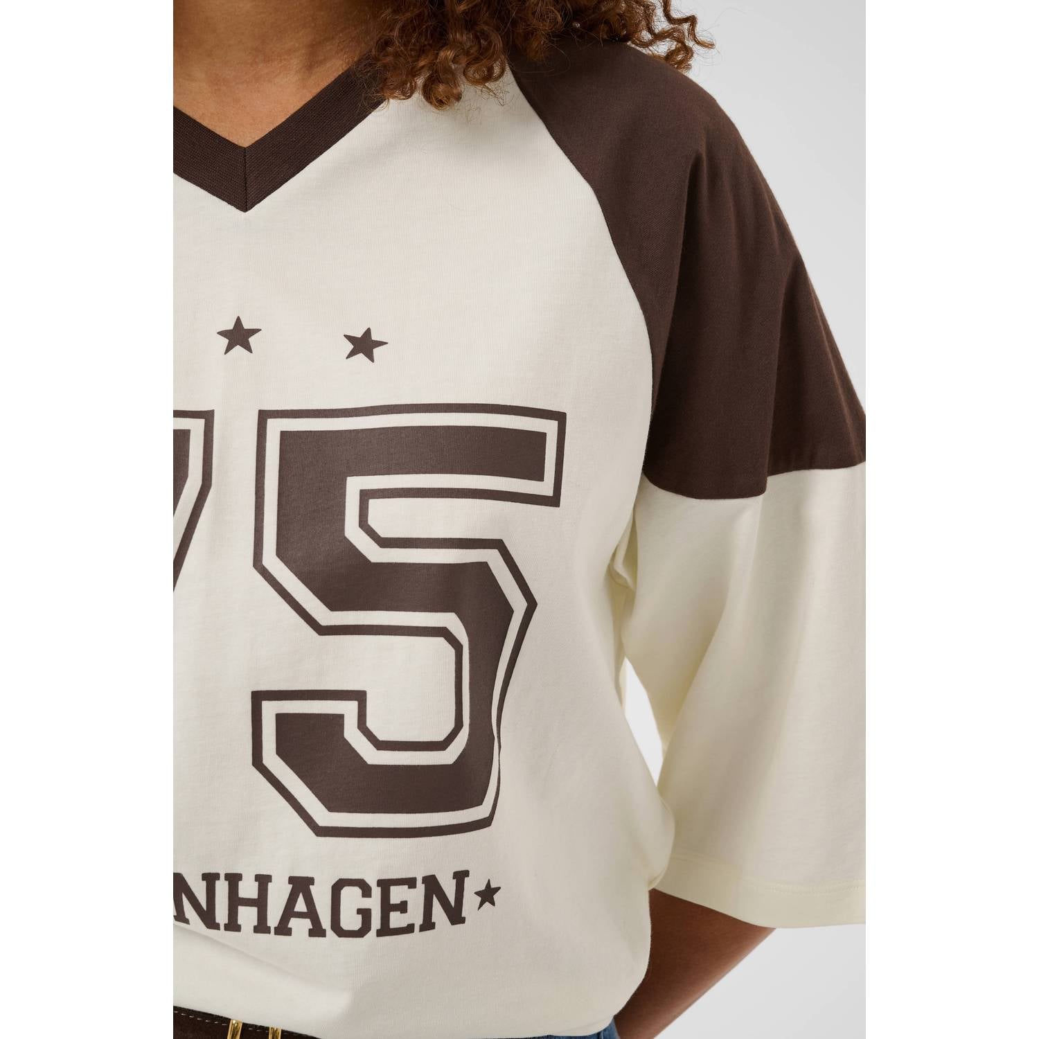 Kaffe top ecru bruin