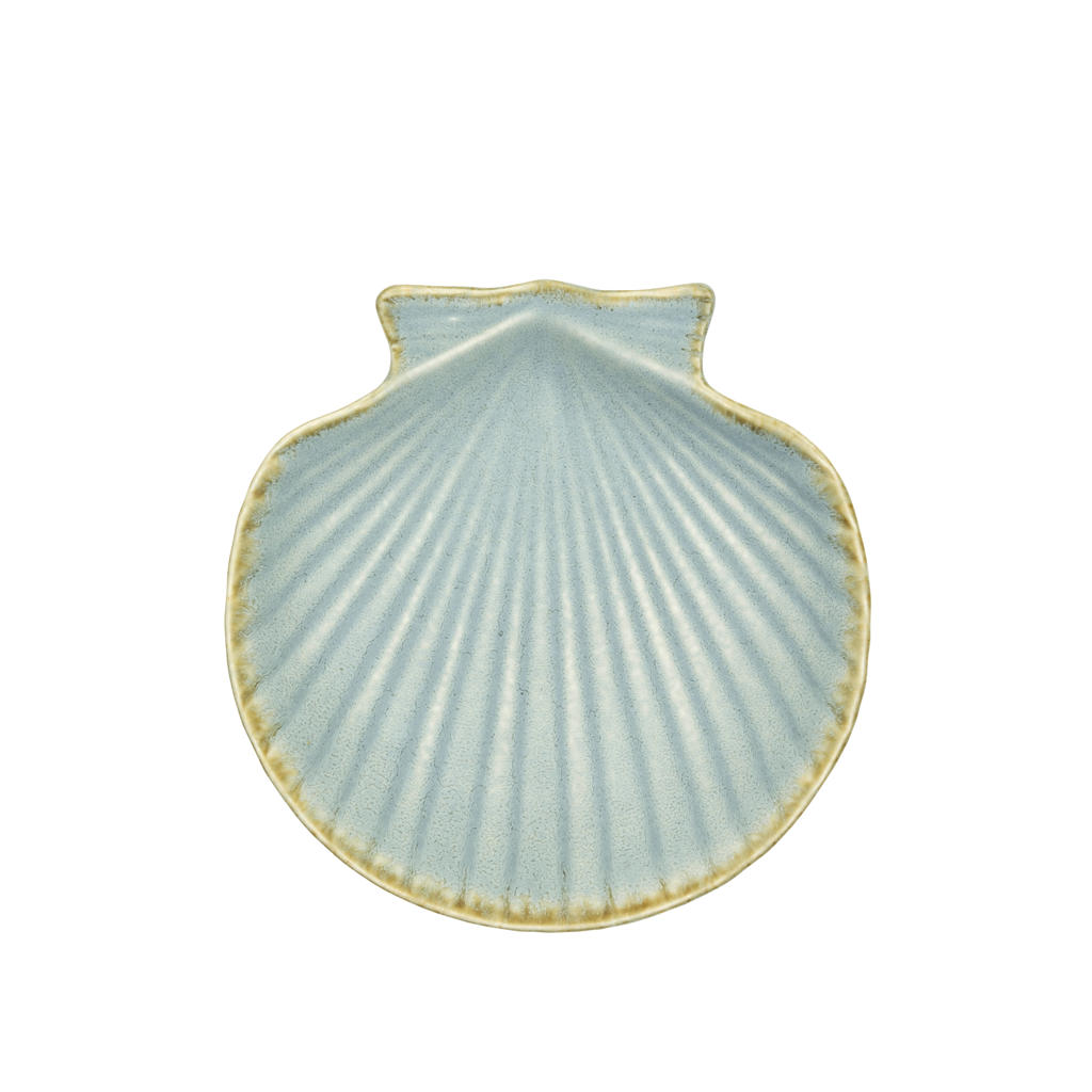 Madam Stoltz gebaksbord schelp blauw (Ø17/18 cm)