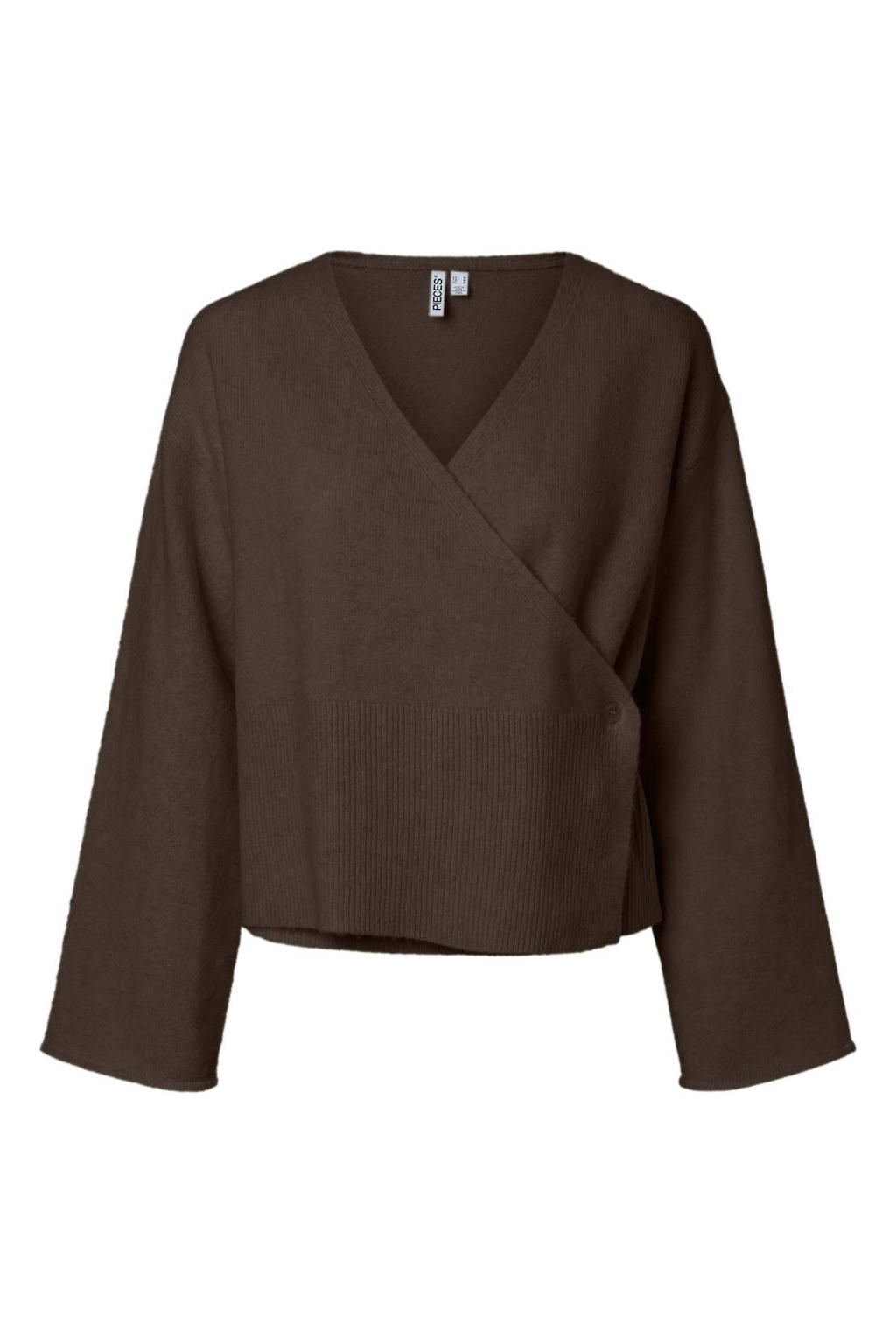 PIECES Curve gebreid vest Plus Size met wol - donkerbruin