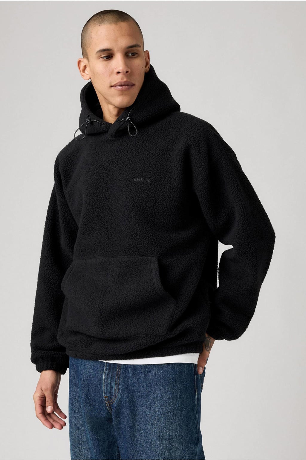 Levi's COZY UP fleece relaxed fit hoodie - zwart