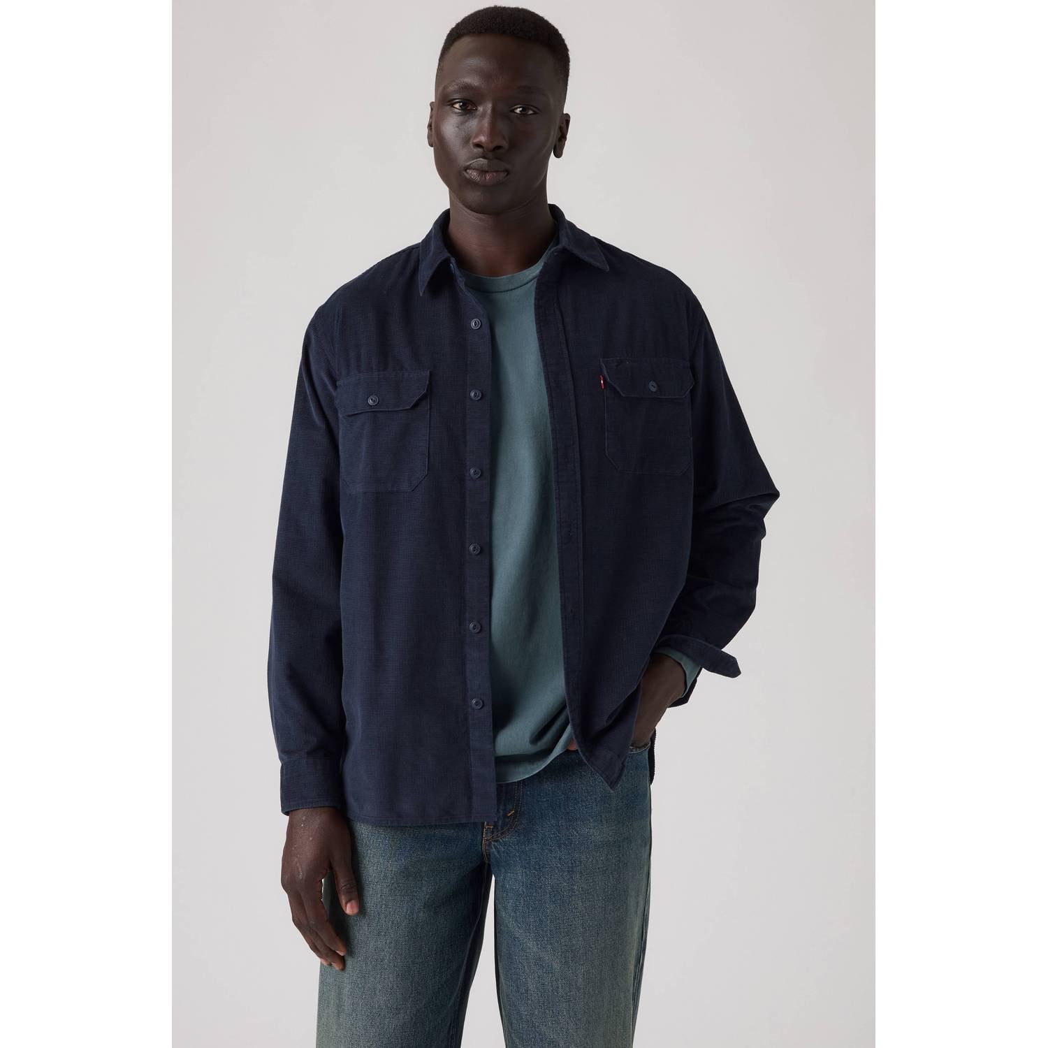 Levi's Jackson corduroy regular fit casual overhemd donkerblauw