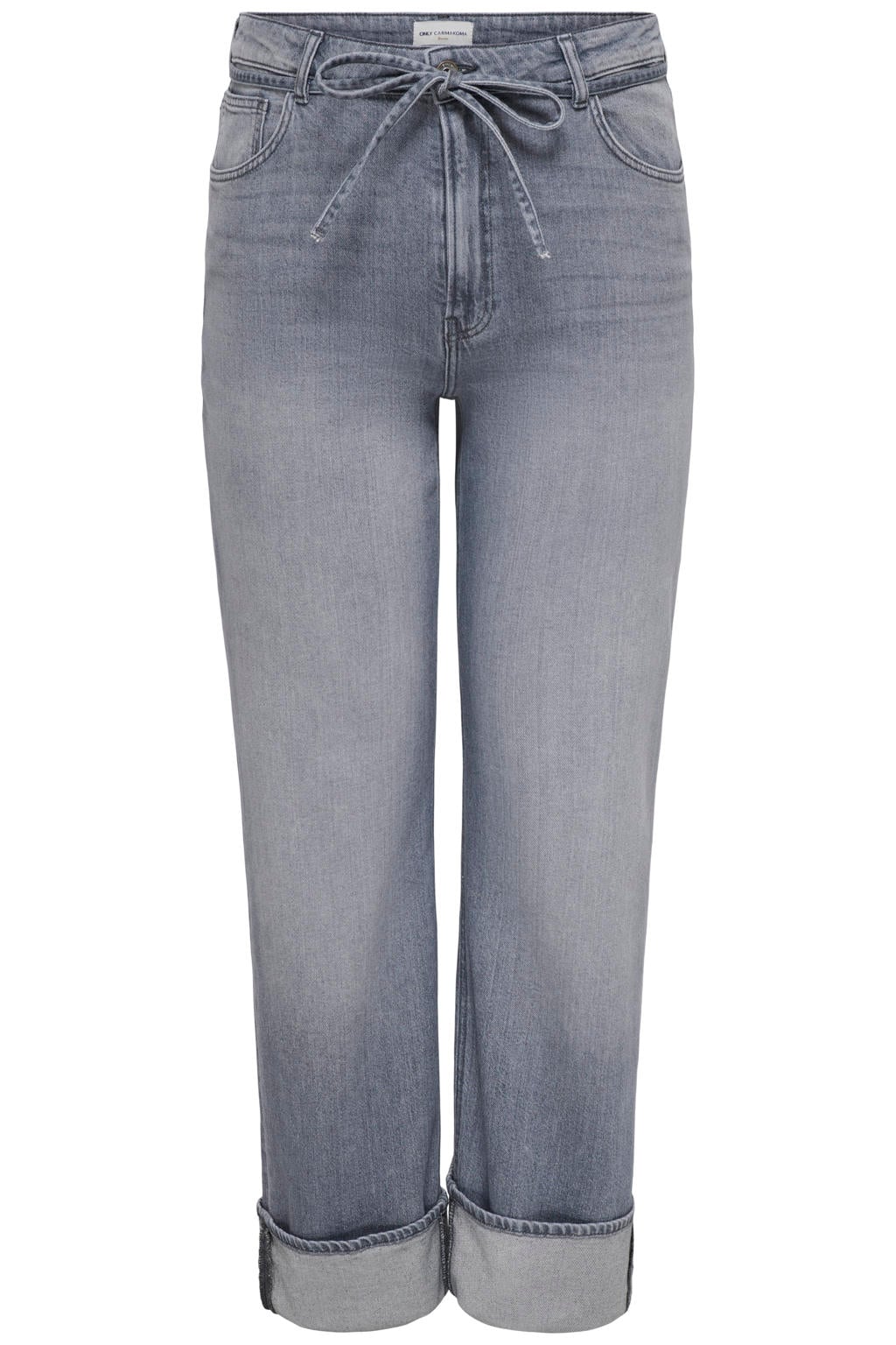 Grey denim dames ONLY CARMAKOMA Cargianna Mw Fold Up Straight Az752 jeans Plus Size van denim met regular waist, rits- en knoopsluiting en effen