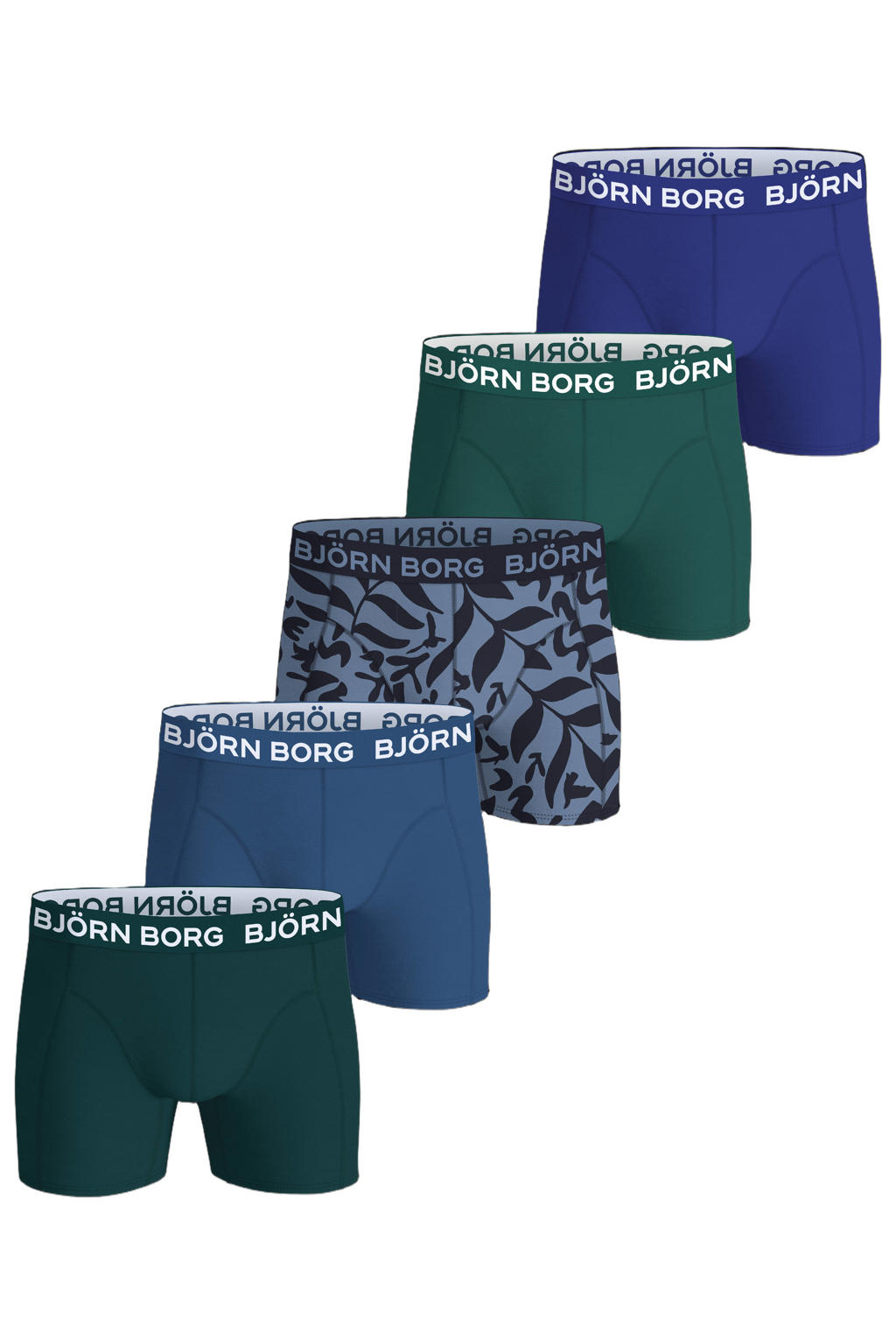 Björn Borg boxershorts - groen/blauw (set van 5)