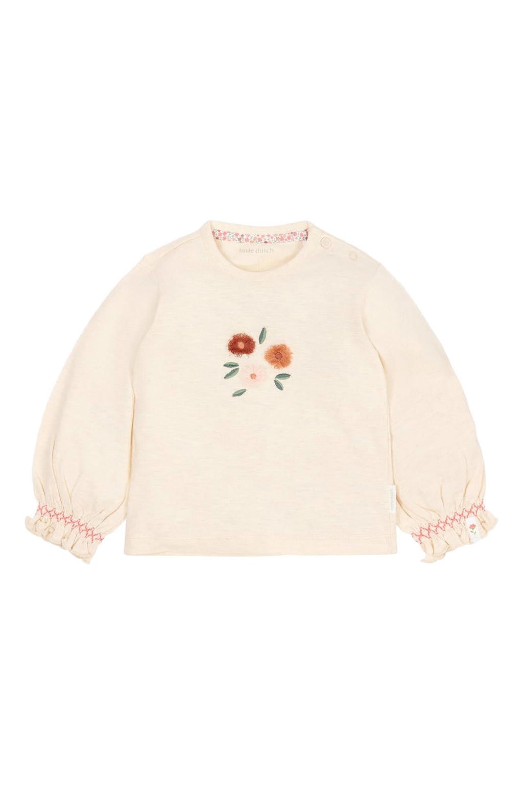 Little Dutch gebloemde longsleeve met ruches - beige