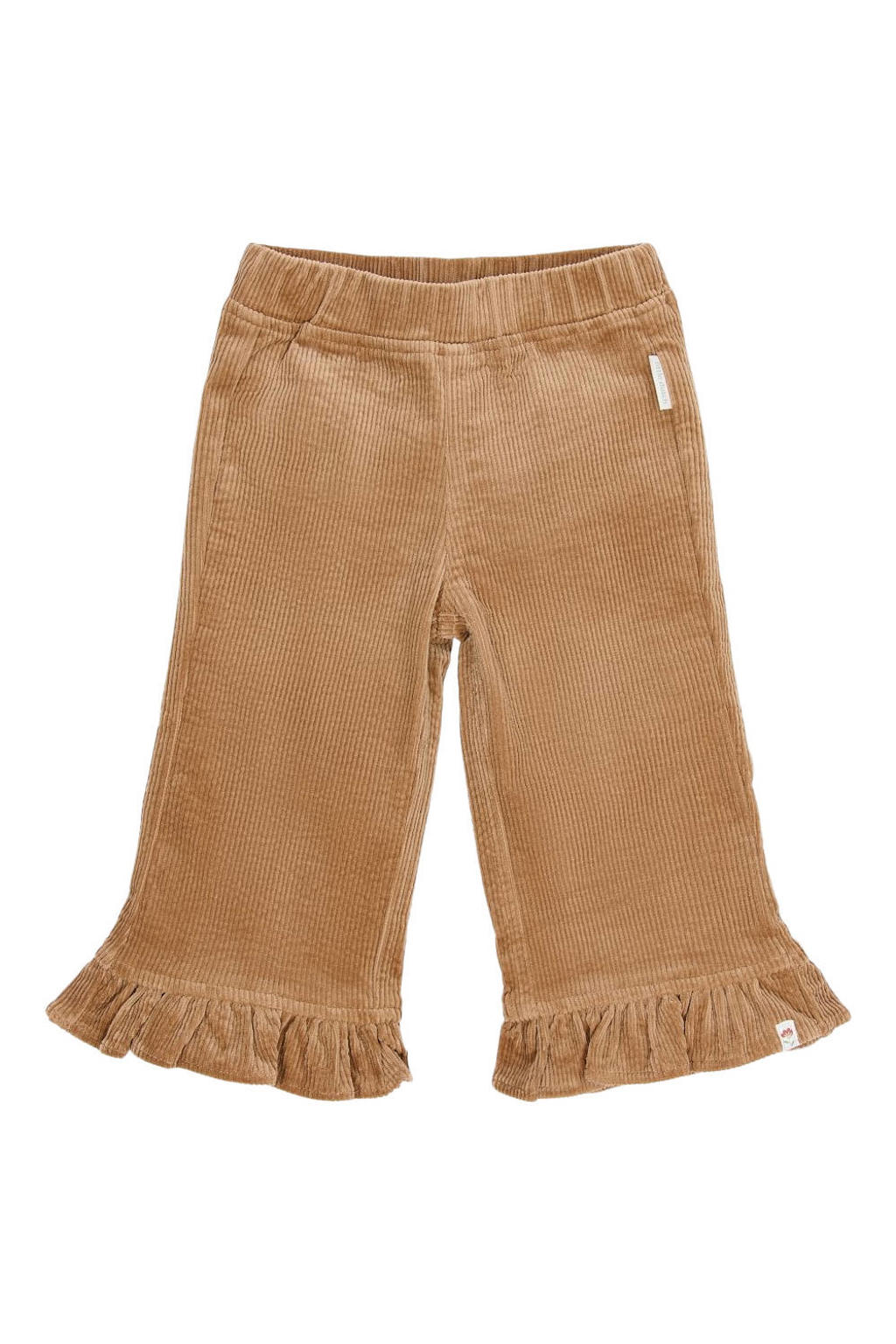 Bruine meisjes Little Dutch corduroy casual broek van katoen met elastische tailleband en effen