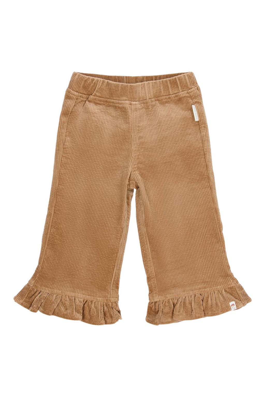 Bruine meisjes Little Dutch corduroy casual broek van katoen met elastische tailleband en effen