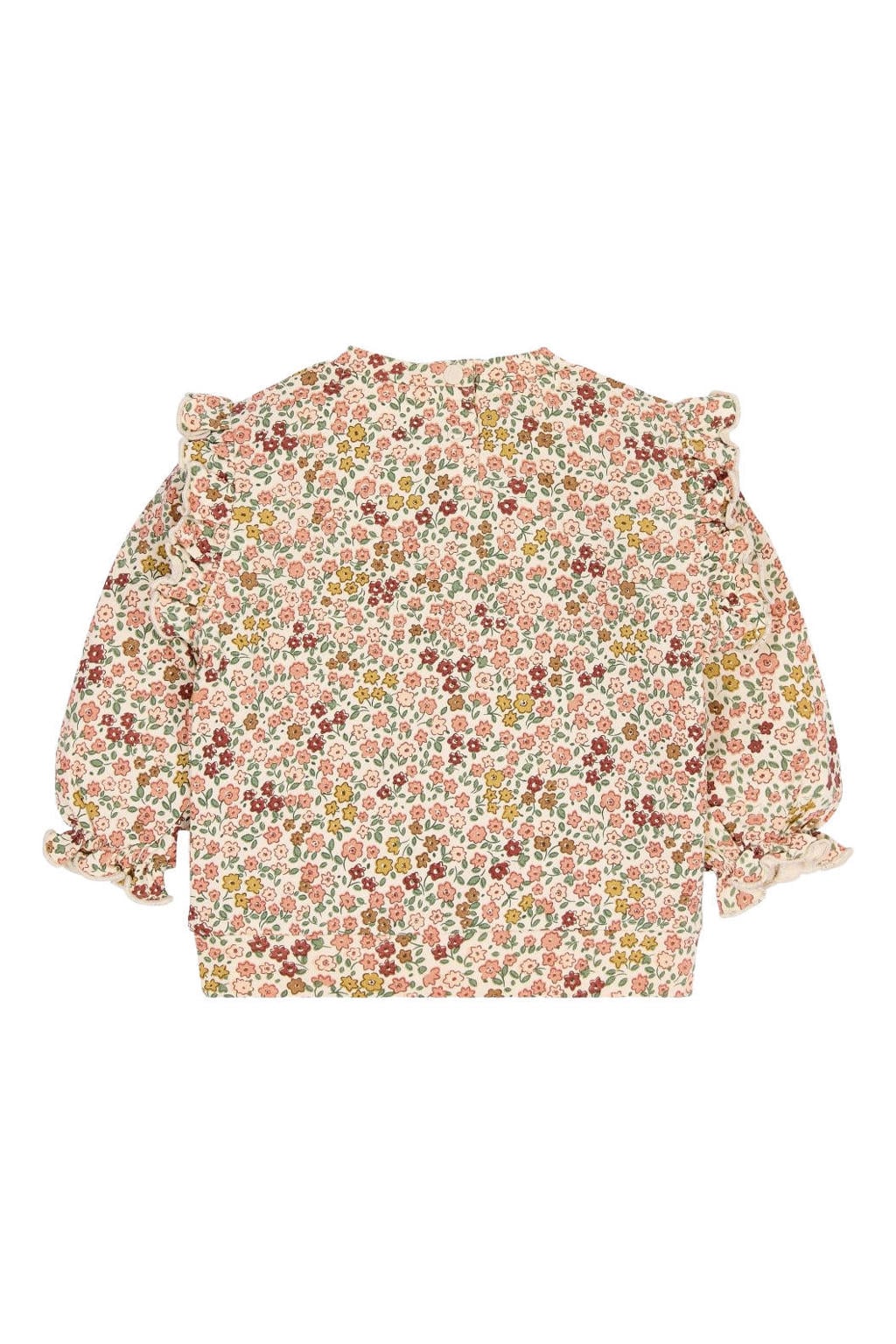 Beige, roze en groene meisjes Little Dutch gebloemde longsleeve van katoen met lange mouwen, ronde hals en drukknoopsluiting