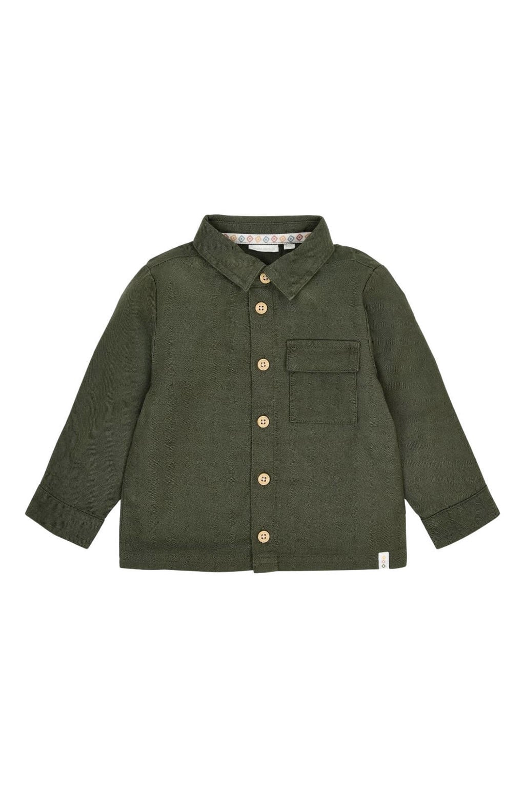 Groene jongens Little Dutch casual overhemd van katoen met backprint, lange mouwen, klassieke kraag en knoopsluiting