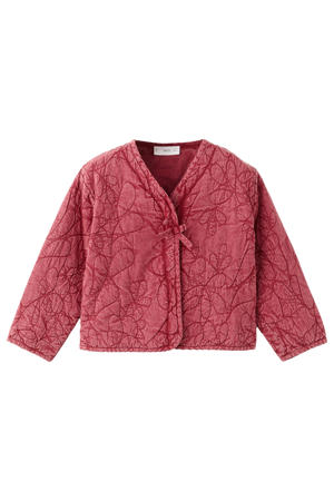 katoenen quilted jas met borduursels - rood