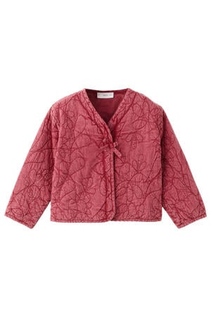 katoenen quilted jas met borduursels - rood