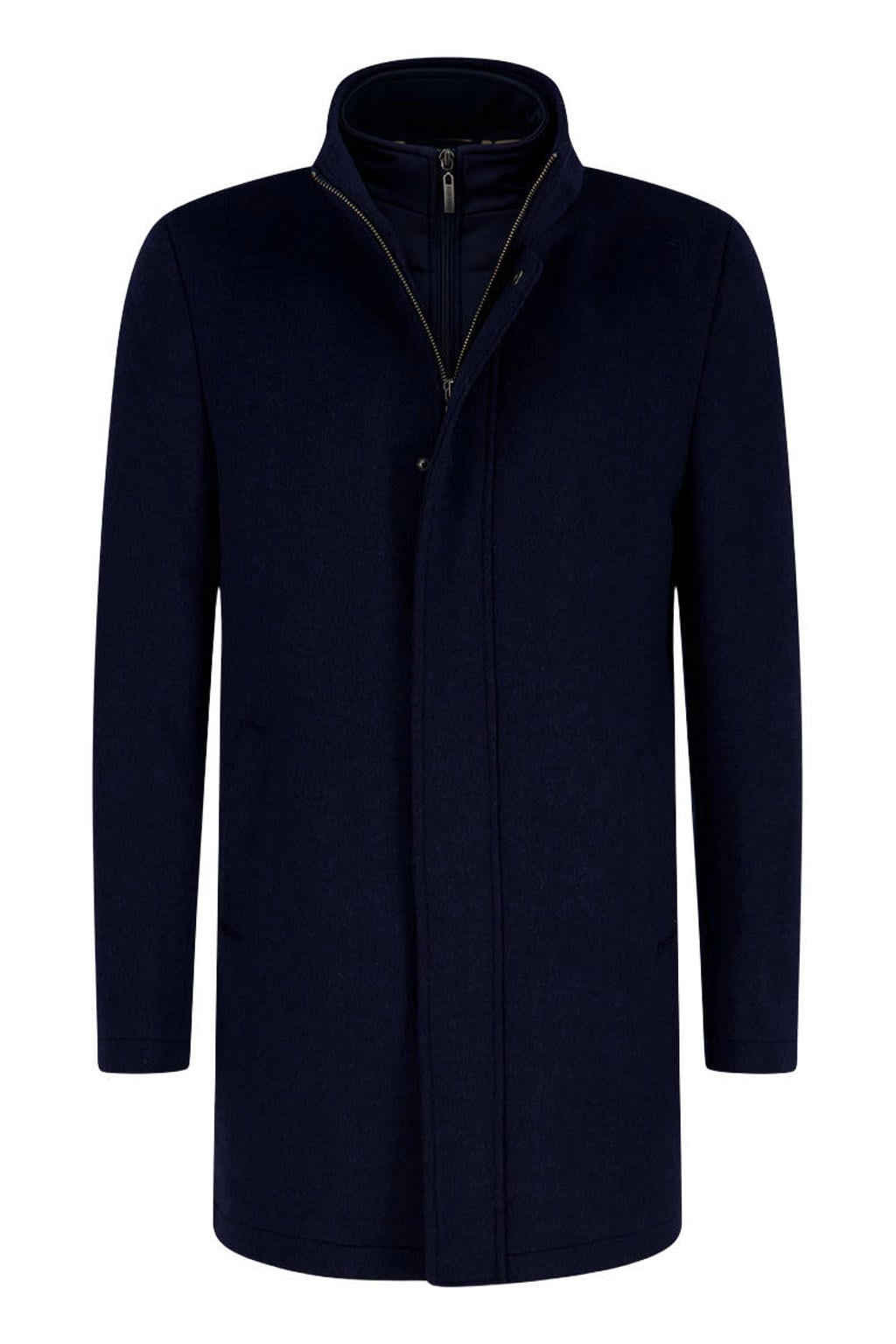 A fish named Fred mantel jas met wol - donkerblauw