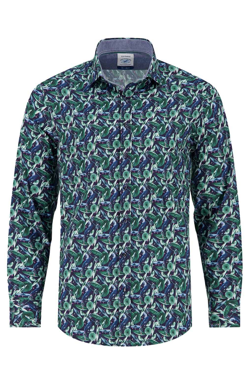 Groene heren A fish named Fred regular fit overhemd van katoen met klassieke kraag
