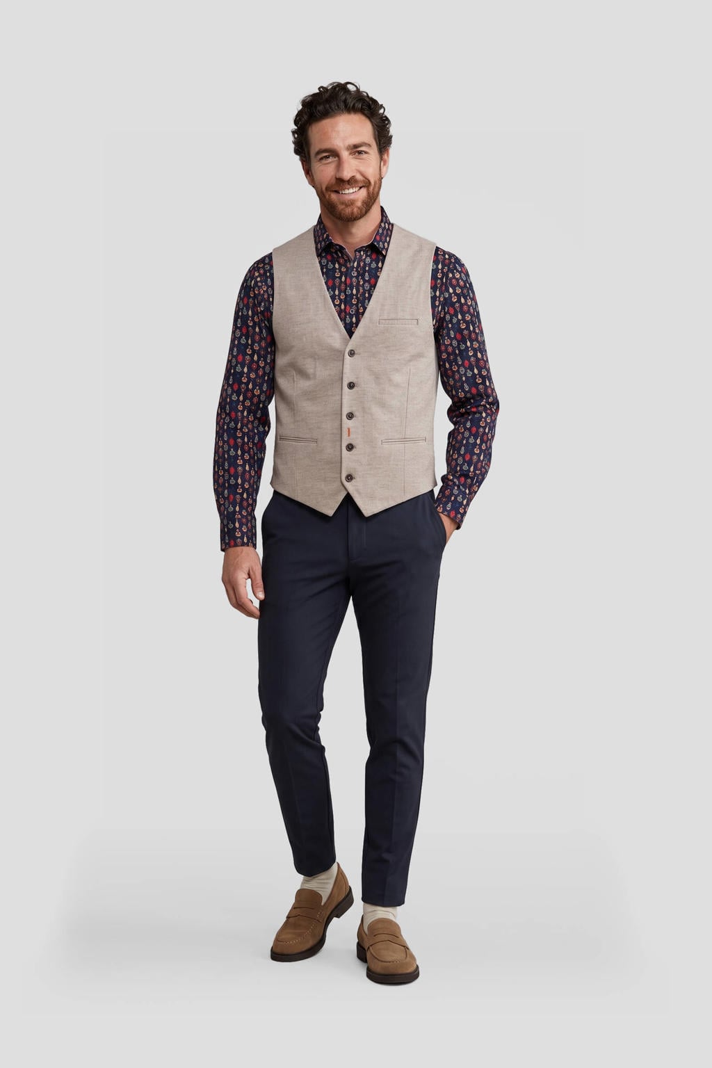 Beige heren A fish named Fred gilet van polyester met effen