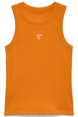 gebreide top met borduursels - oranje
