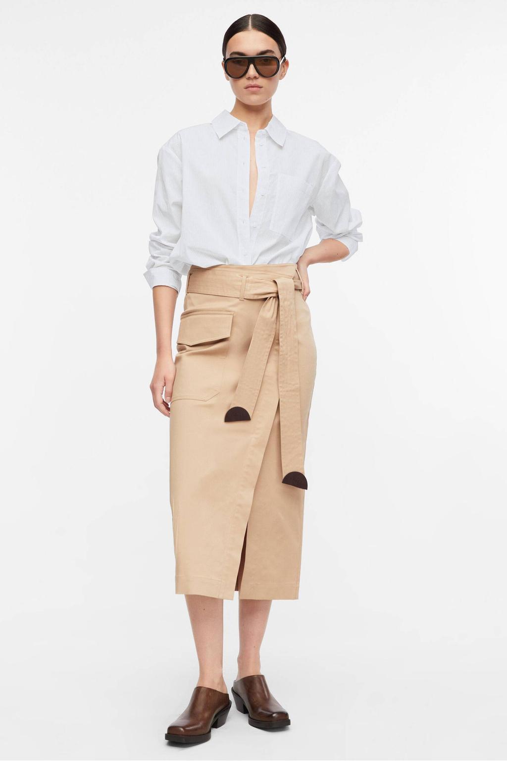 Witte dames comma lyocell blouse met effen, lange mouwen, klassieke kraag en knoopsluiting