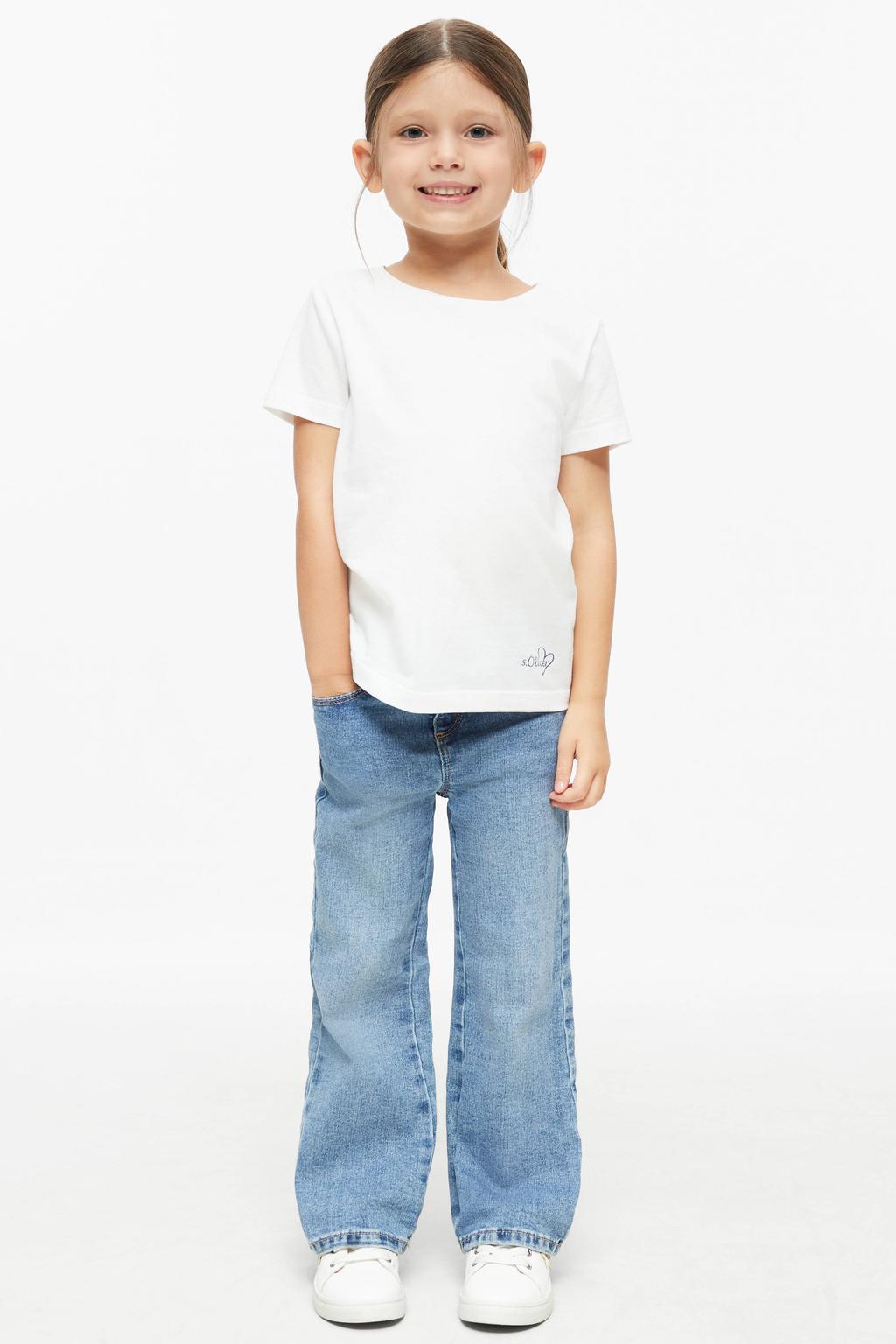 Medium blue denim meisjes s.Oliver wide leg jeans medium van denim met high waist, knoopsluiting en effen