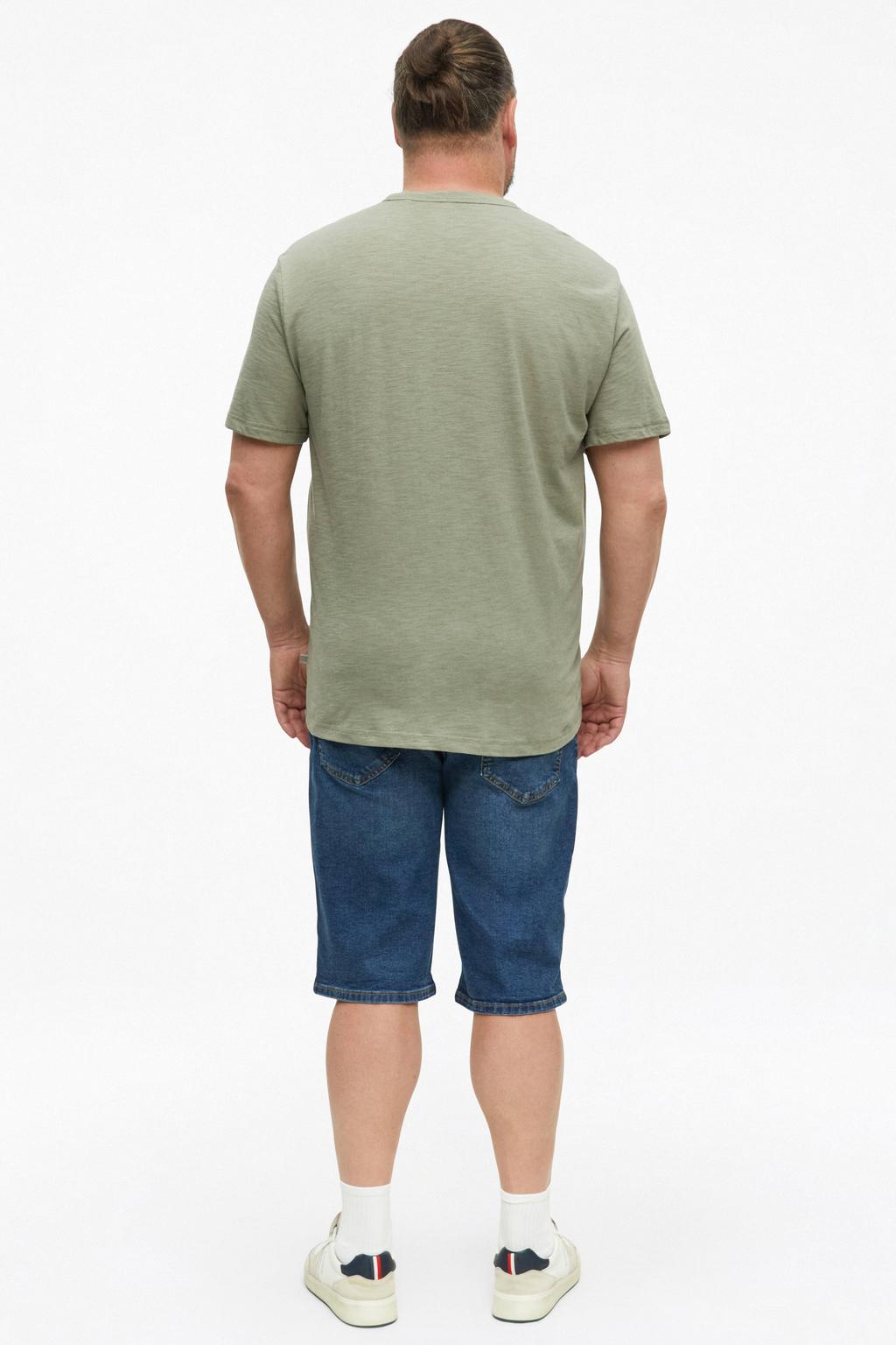 Groene heren s.Oliver Big Size regular fit T-shirt van katoen met effen, korte mouwen en ronde hals