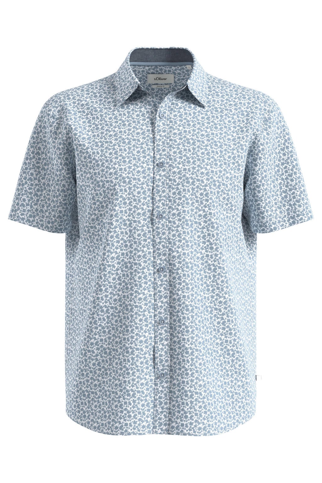 s.Oliver Big Size regular fit overhemd met print - lichtblauw