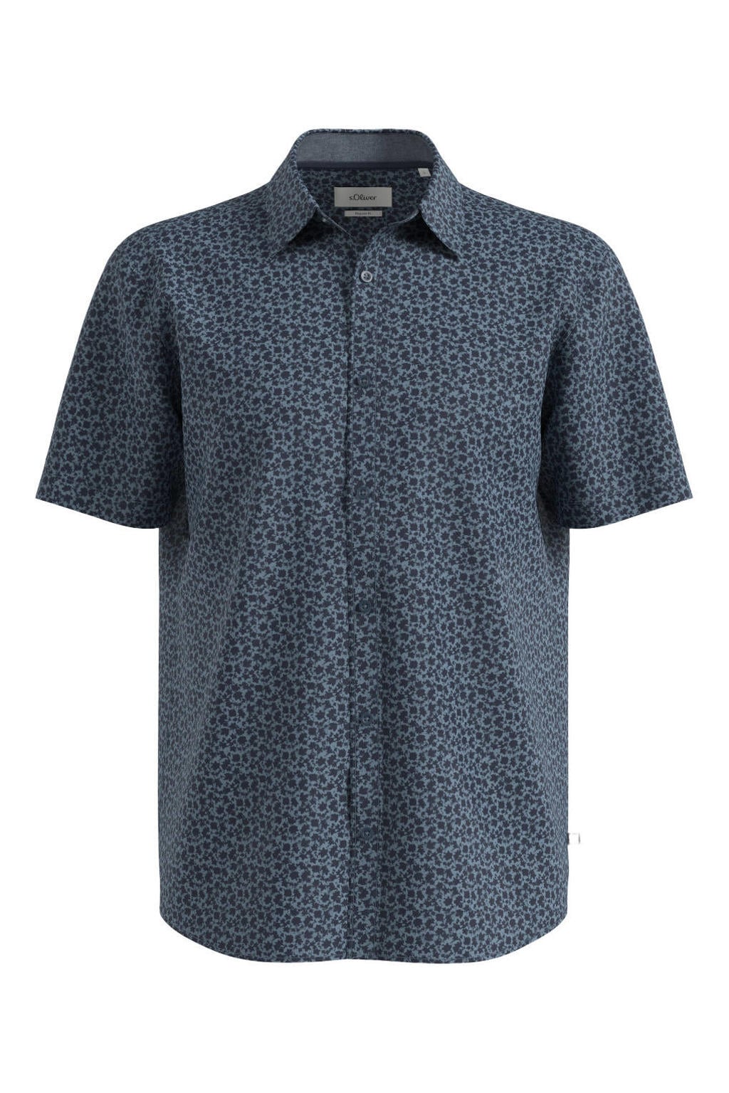 s.Oliver Big Size regular fit overhemd met print - marineblauw
