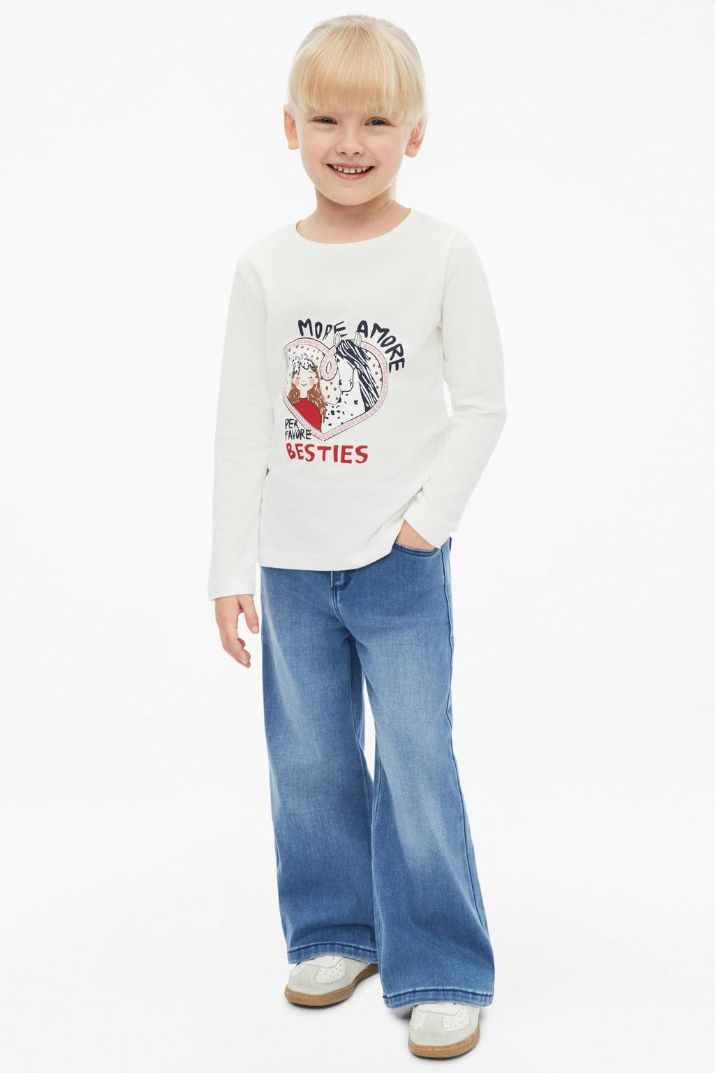 Witte meisjes s.Oliver longsleeve van katoen met printopdruk, lange mouwen en ronde hals