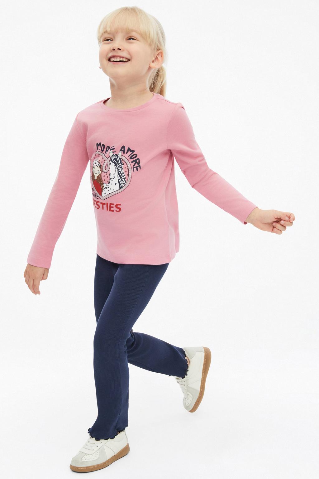 Roze meisjes s.Oliver longsleeve van katoen met printopdruk, lange mouwen en ronde hals