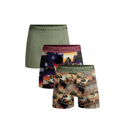 Muchachomalo boxershorts met print groen/rood (set van 3)