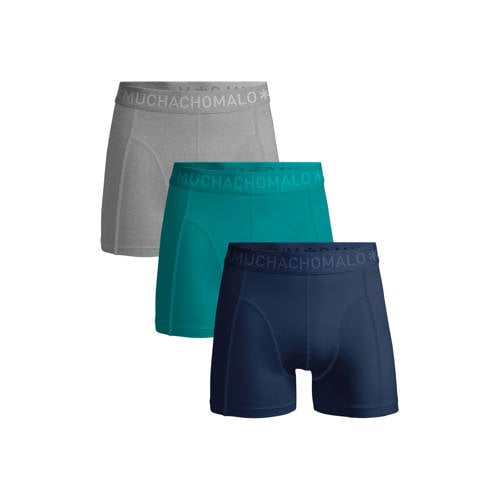 Muchachomalo boxershorts (set van 3) – Grijs/zeegroen/donkerblauw