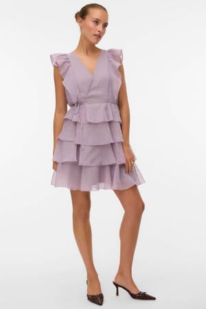 mini jurk met ruches - lila
