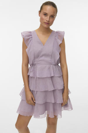 mini jurk met ruches - lila