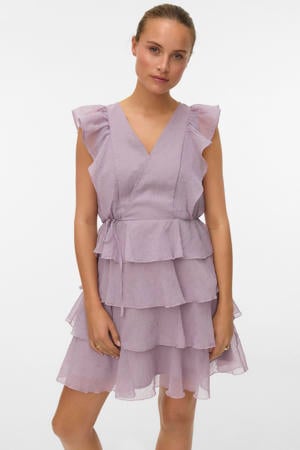 mini jurk met ruches - lila