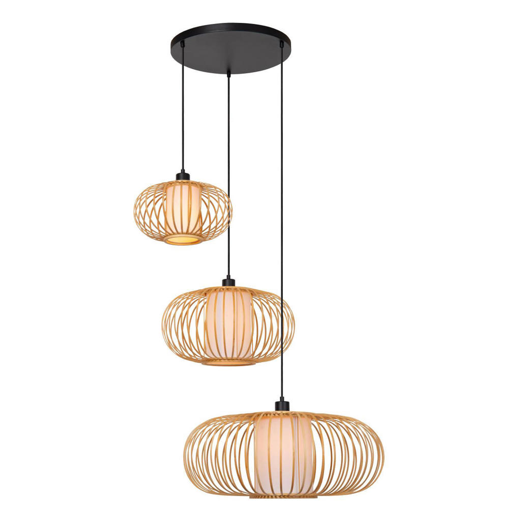 Lucide dimbare bamboe hanglamp E27 73x84,5 cm - lichte houtlook