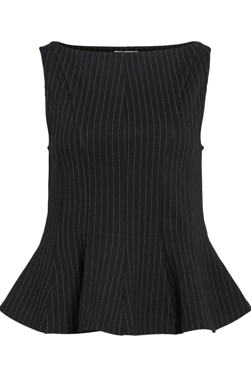 VILA top met peplum en krijtstreep - zwart