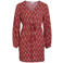 VILA viscose mini jurk met ceintuur en print - roodbruin