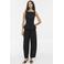 VILA viscose barrel cropped broek met krijtstreep - zwart