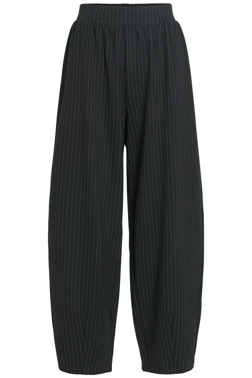 VILA viscose barrel cropped broek met krijtstreep - zwart