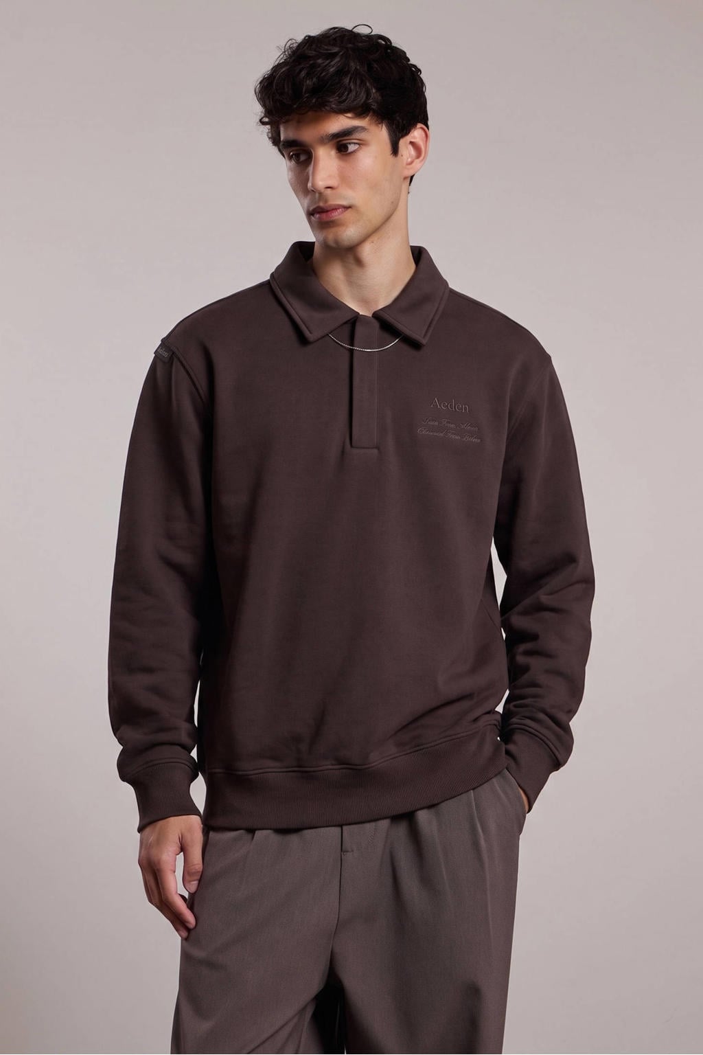 Aeden relaxed fit sweater - donkerbruin