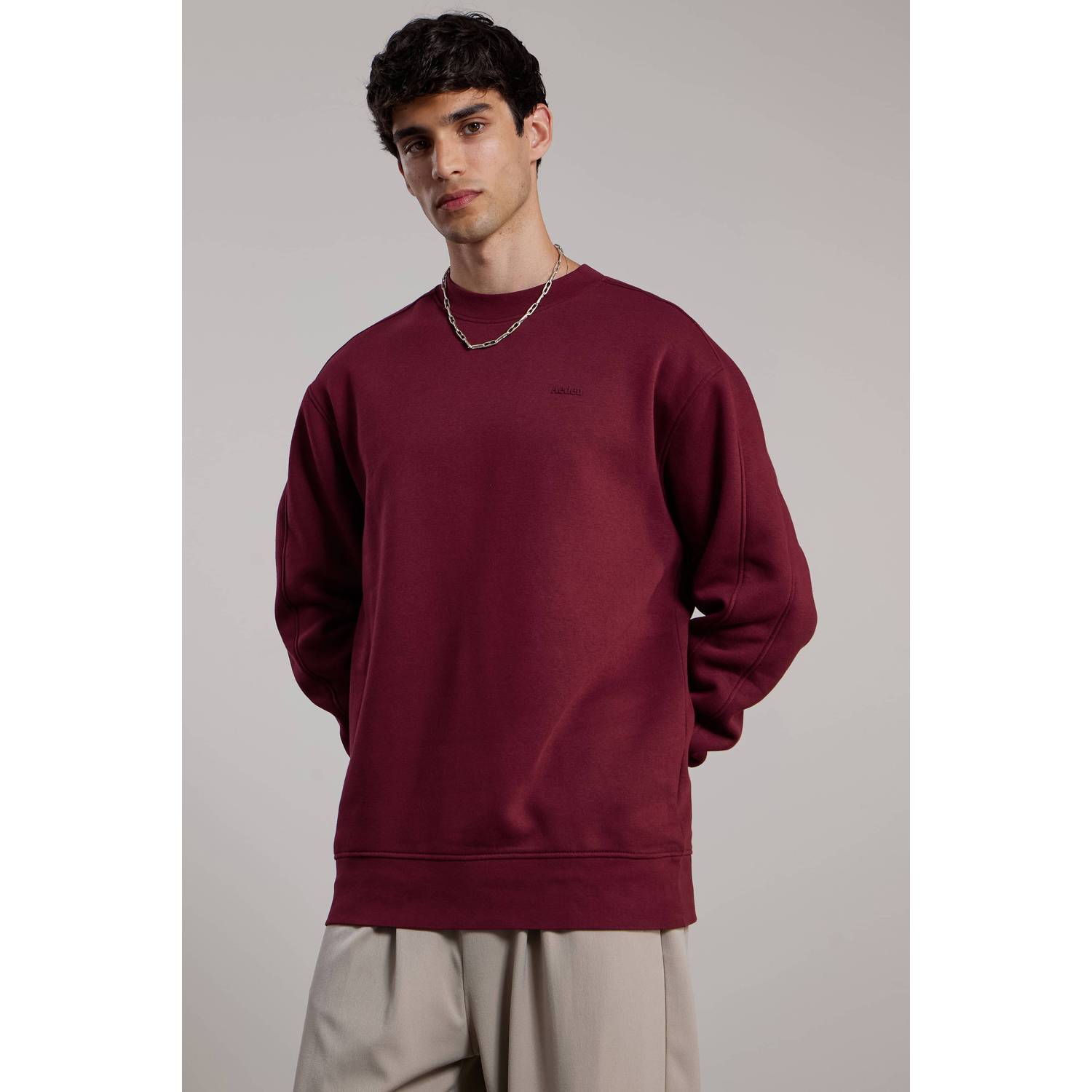 Aeden relaxed fit sweater met backprint bordeaux