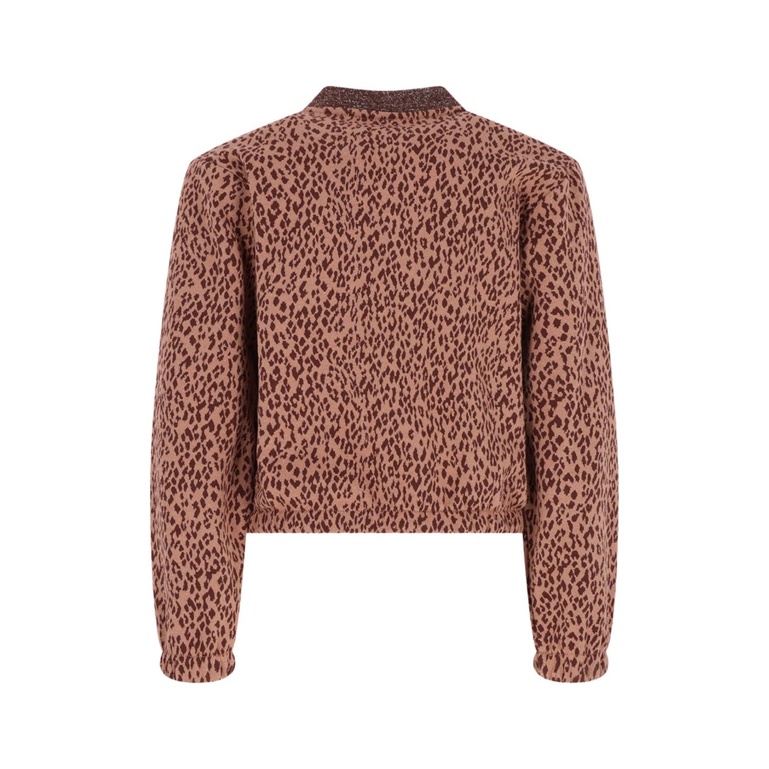 B.Nosy rechtvallend sweatvest met panterprint bruin