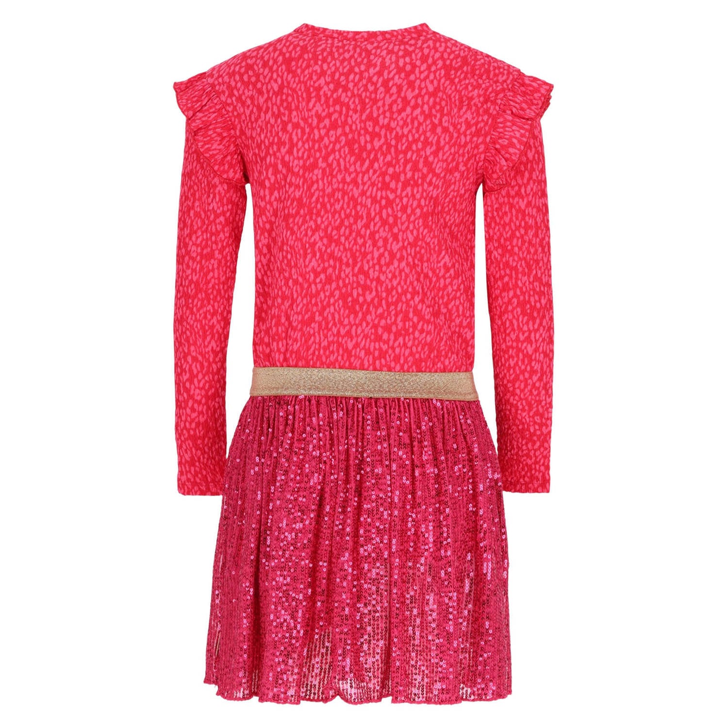 B.Nosy korte glitter jurk met pailletten en ruches roze