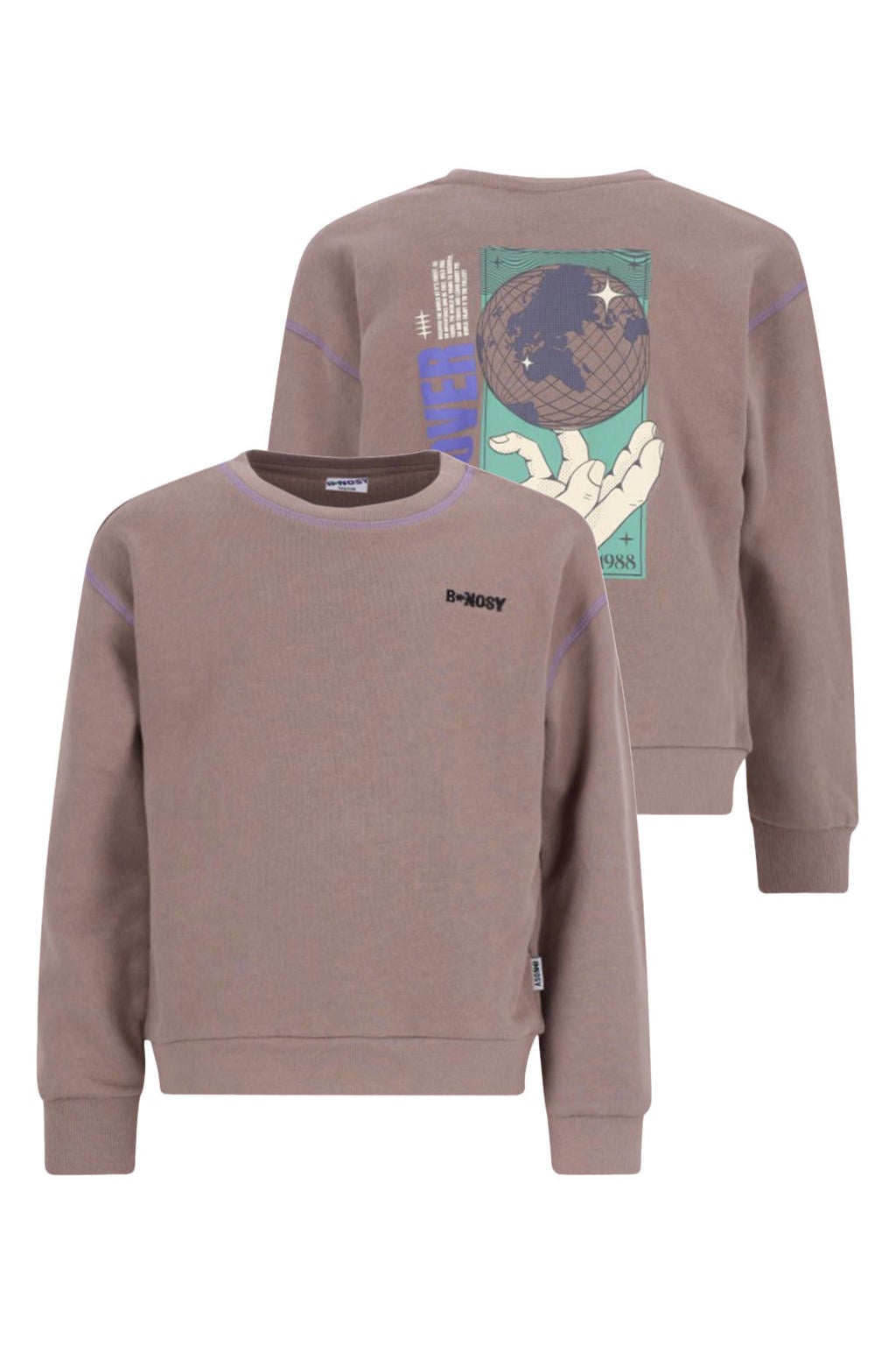 B.Nosy rechtvallende sweater met backprint - bruin