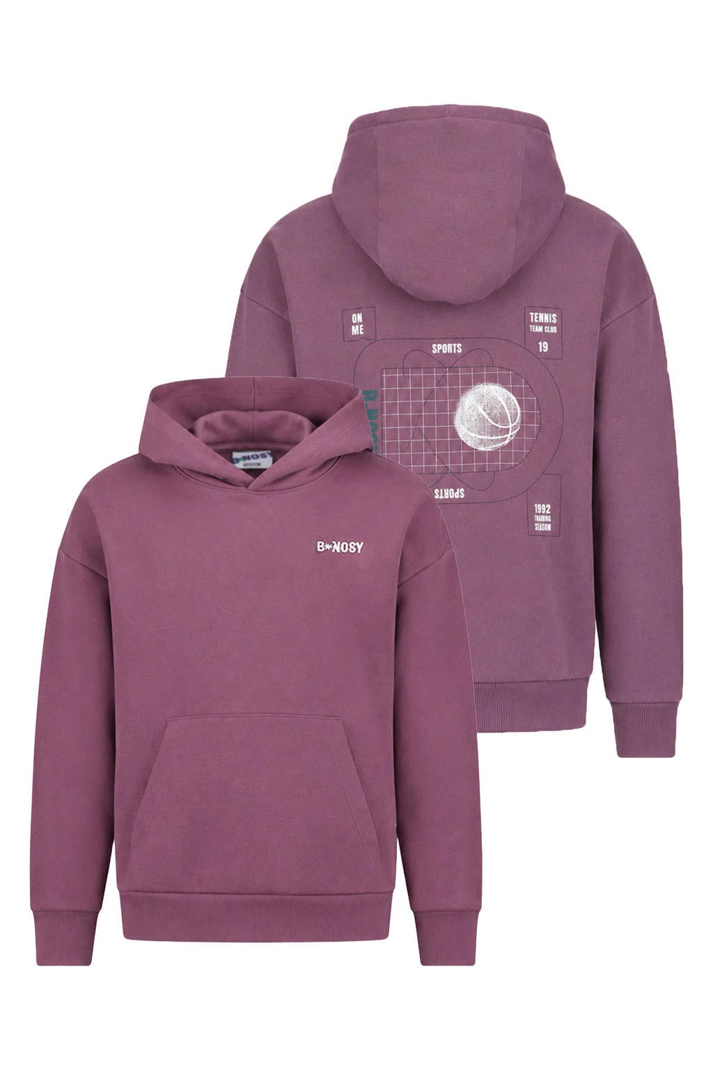 B.Nosy rechtvallende hoodie met backprint - paars