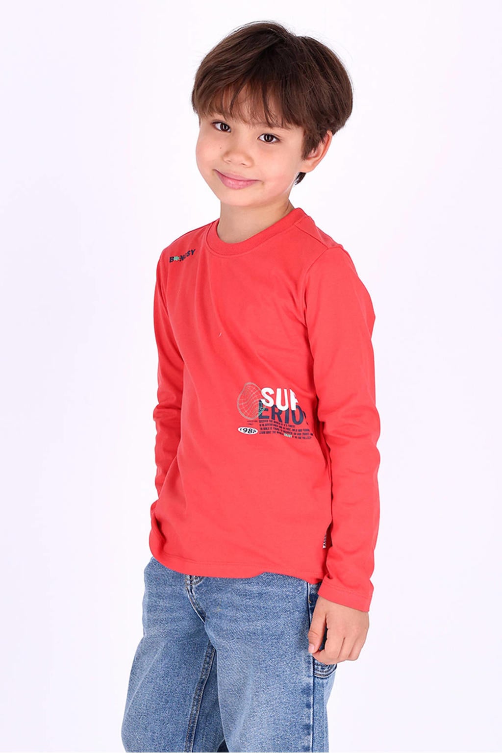 B.Nosy rechtvallende longsleeve met print - rood