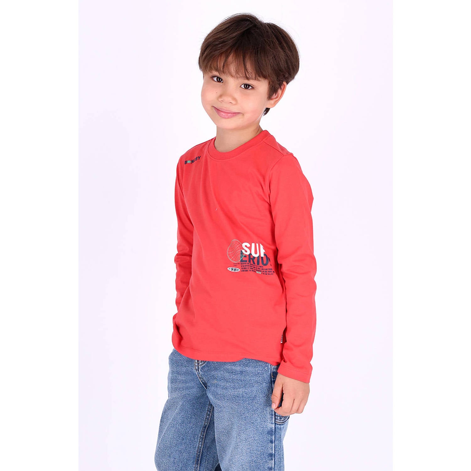 B.Nosy rechtvallende longsleeve met print rood