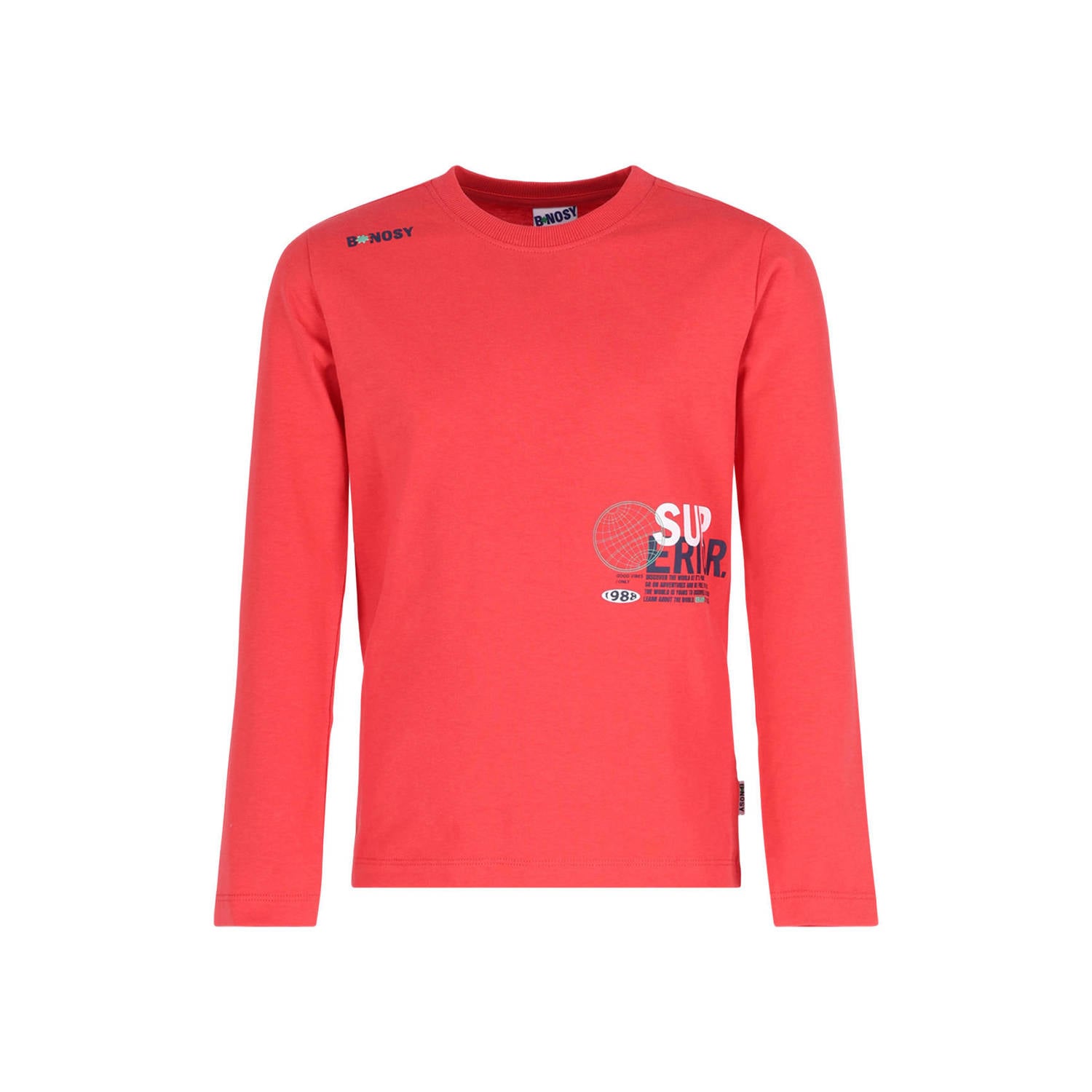 B.Nosy rechtvallende longsleeve met print rood