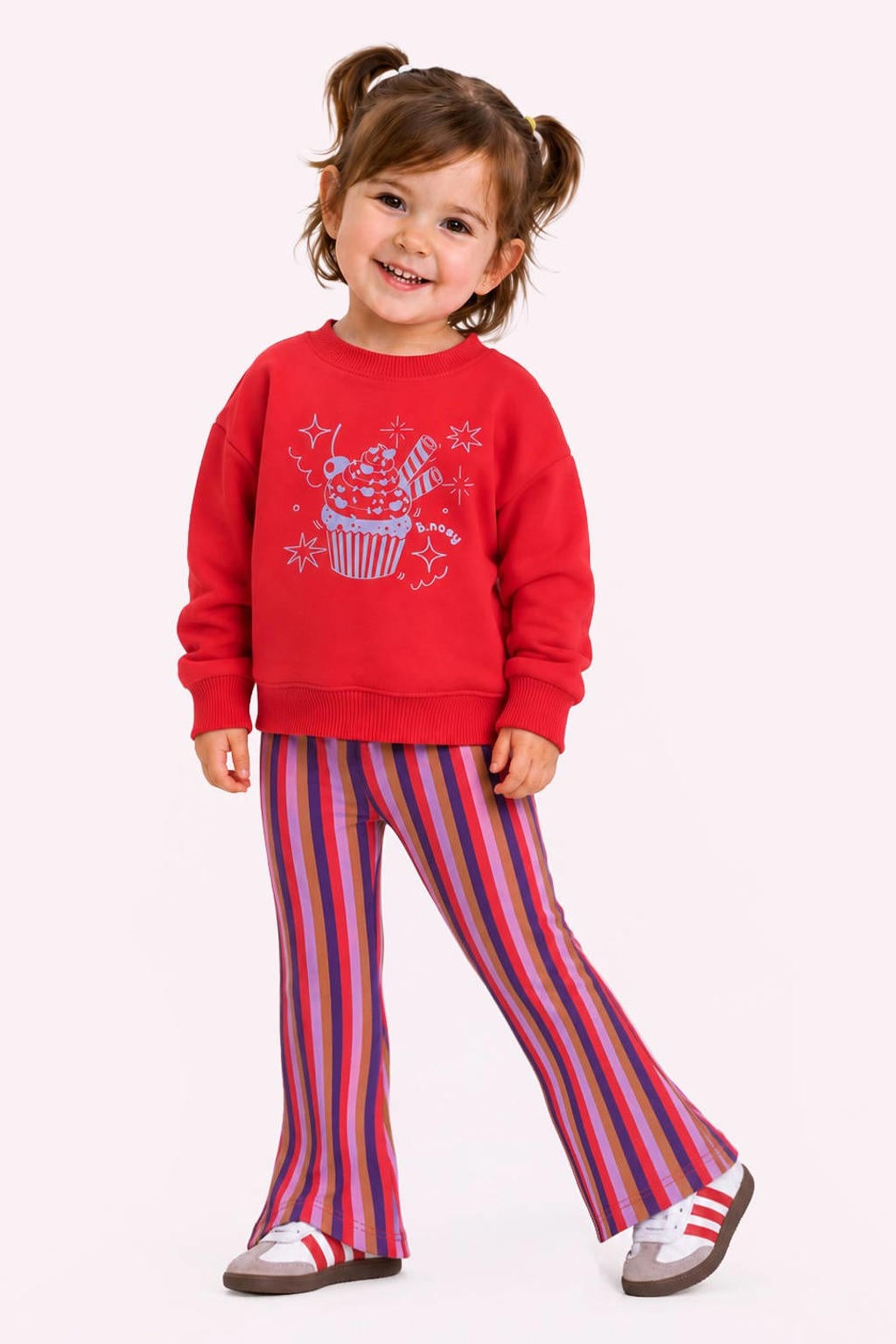 B.Nosy aansluitende sweater met print - koraalrood