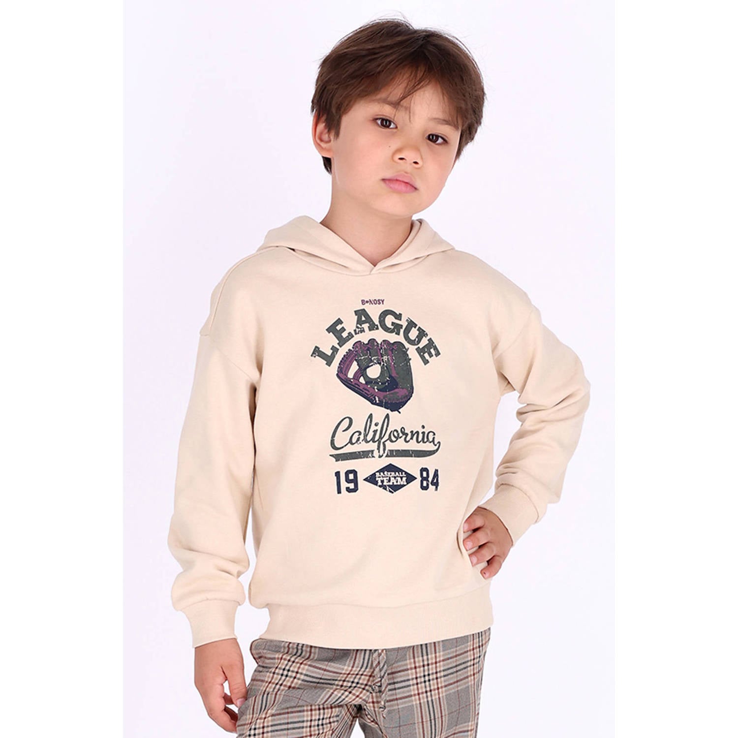 B.Nosy rechtvallende hoodie met print ecru