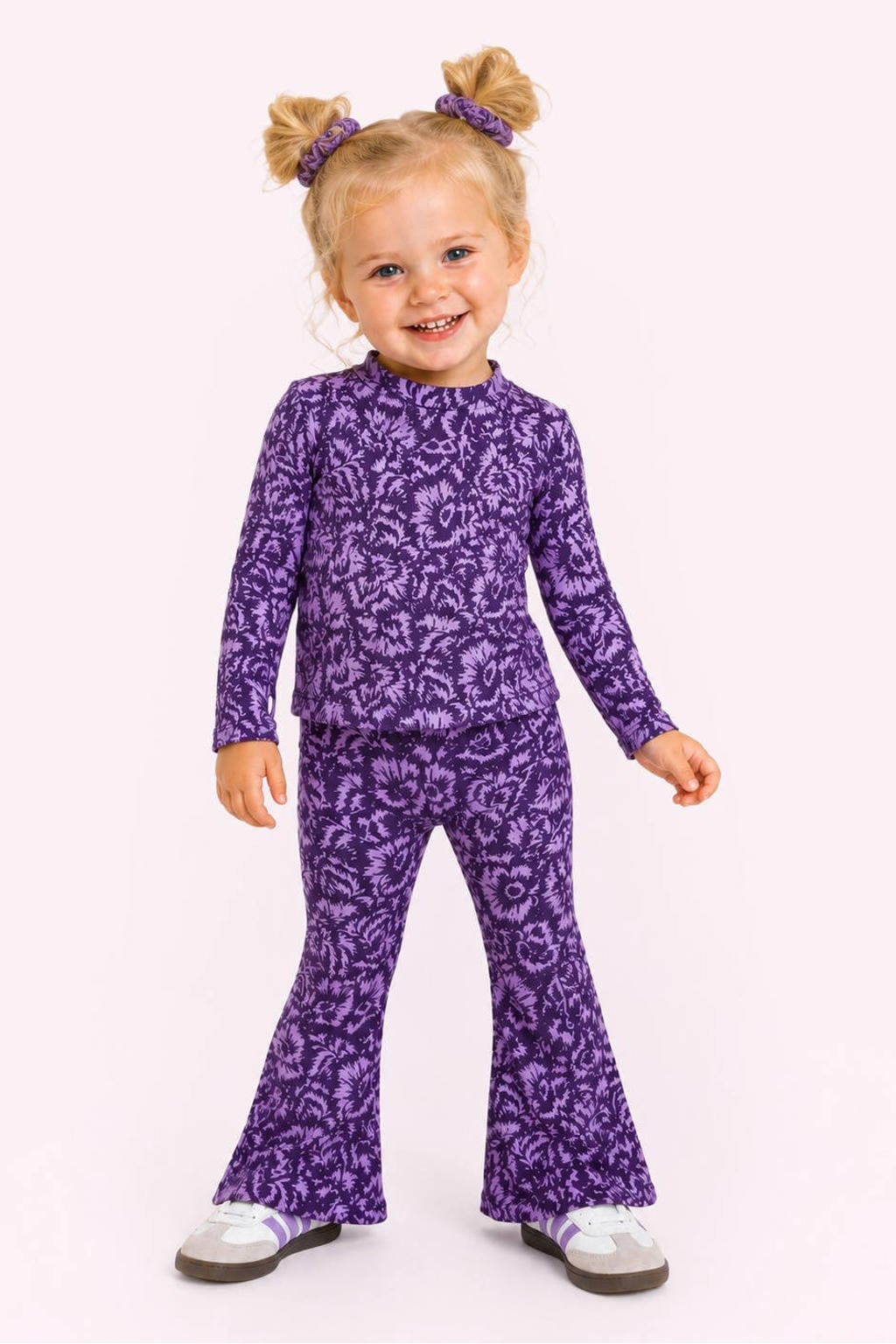Paars en lilakleurige meisjes B.Nosy flared broek van polyester met regular waist en elastische tailleband